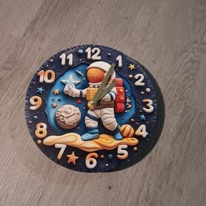 Astronaut Wall Clock - Blue and Orange NWOT